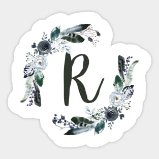 Floral Monogram R Dark Bohemian Flora Sticker